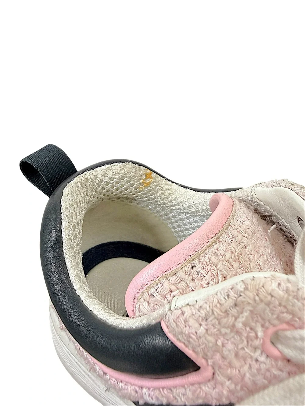 Chanel 2021 Pink Grey Tweed CC Sneakers 37.5